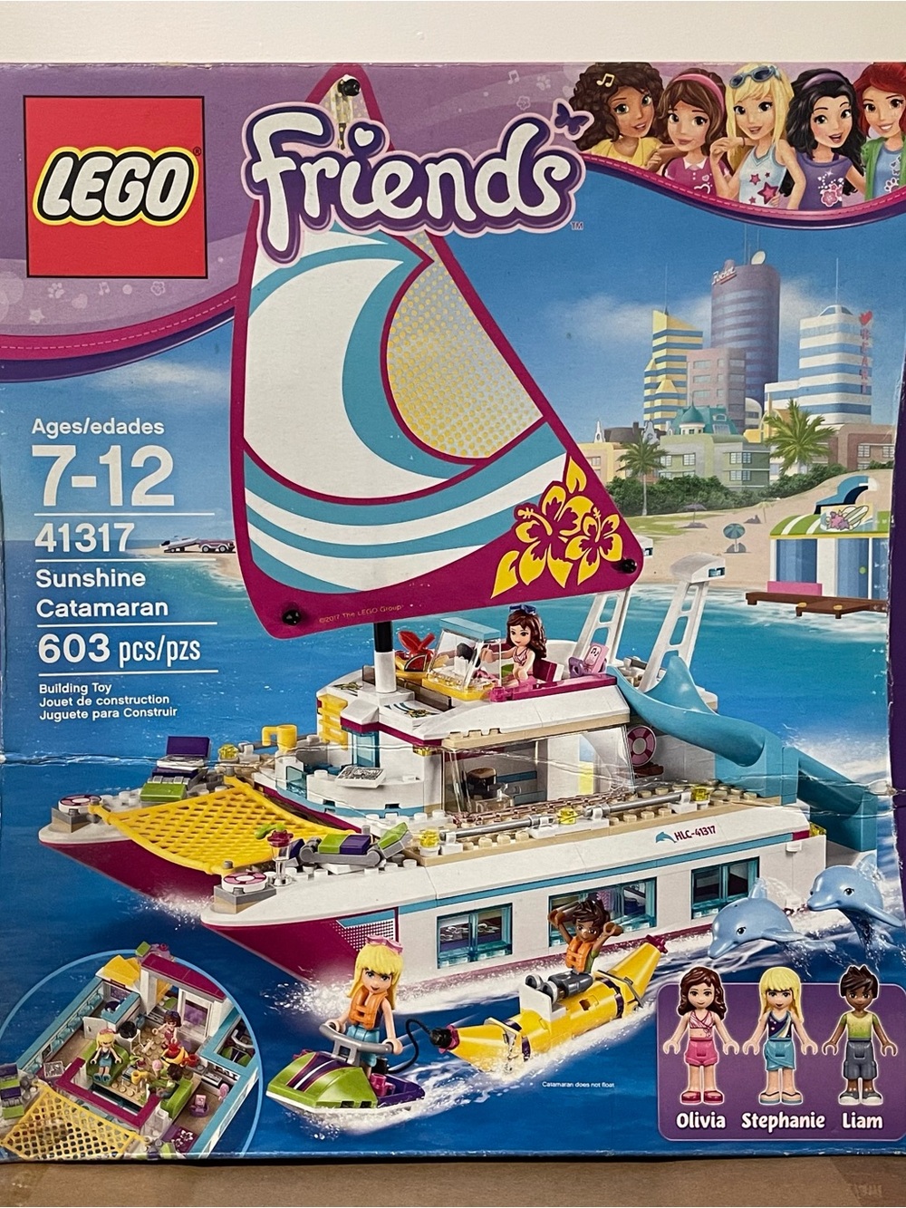 LEGO Friends Sunshine Catamaran 41317 99% Complete All Minifigs w/ Box & Manual